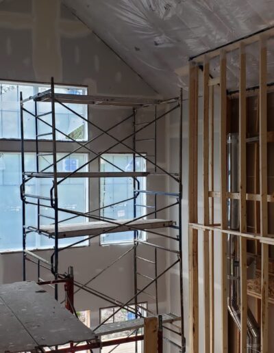 Drywall Installation Perfectly done around scaffolding. Drywall and taping in a new house.