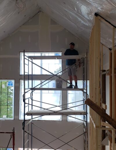 Drywall Installation Perfectly done around scaffolding. Drywall and taping in a new house.