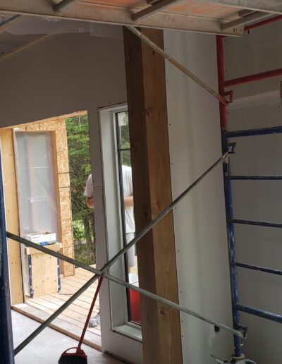 Drywall Installation Perfectly done around scaffolding. Drywall and taping in a new house.