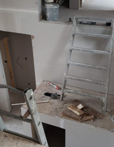 Drywall Installation Perfectly done around scaffolding. Drywall and taping in a new house.