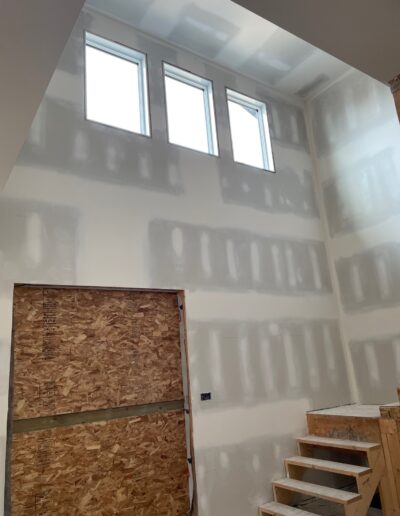 Perfectly done Drywall Installation in Stairwell. Drywall and taping in a new house.