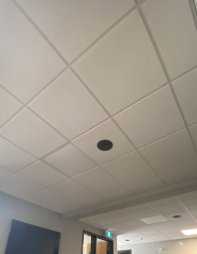 Suspended Ceilings installed by UDT Interiors. Square sound dampening paneling.